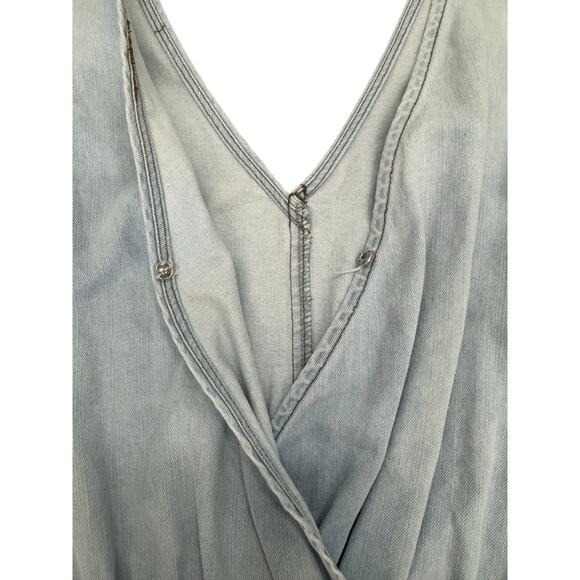 Vintage Style Light Wash Denim Jumpsuit Small Sleeveless V-Neck Casual Romper - Picture 4 of 9